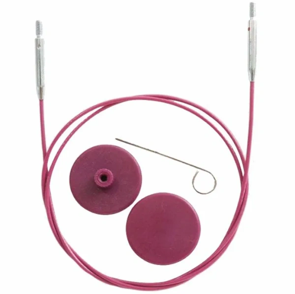 Тросик поворотный (заглушки 2 шт, кабельный ключик) для съёмных спиц, длина 56 (80) см, KnitPro, 10644