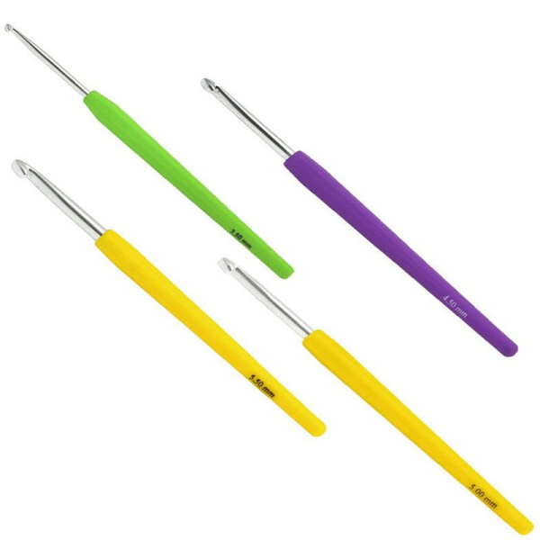 Крючок с мягкой цветной ручкой Lana Grossa, 15 см