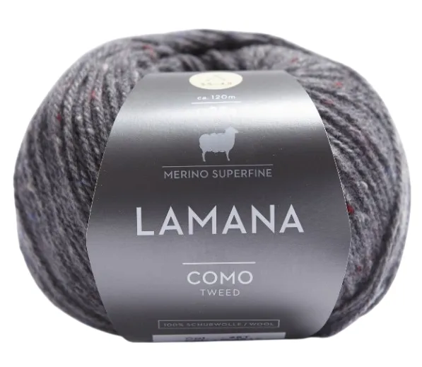 /Комо Твид/ пряжа Lamana (100% шерсть мериноса сверхлегкая), 10*25г/120м (28 ТВИД, schiefergrau, Com