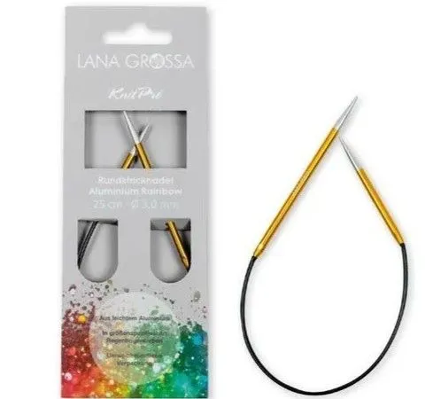 Круговые носочные спицы, алюминий (Rainbow), 25 см