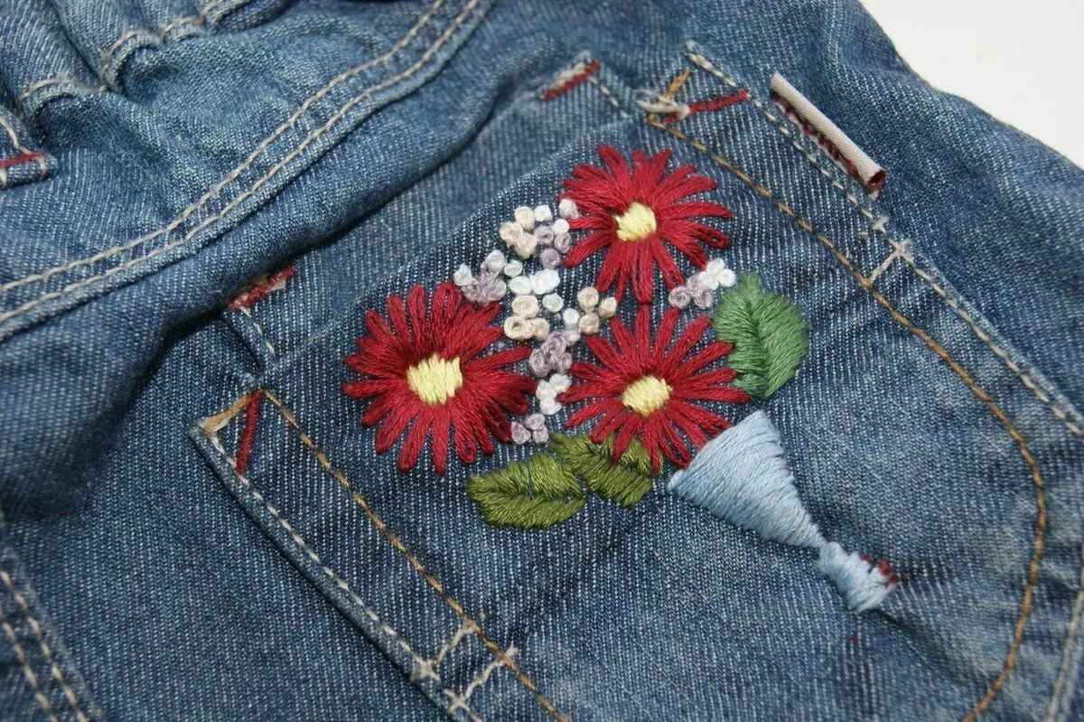 Вышивка на джинсе: оживление старой одежды Вышивка на джинсе: оживление старой одежды