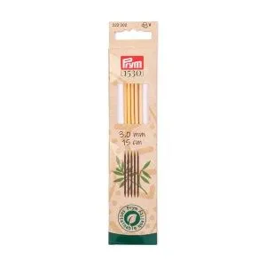Серия "Prym 1530" - Спицы чулочные бамбук, натуральный, 5шт в упаковке, Prym, 222 (3мм/15см)