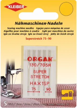 товар Набор игл для швейной машинки ORGAN, стрейч, размер 75-90, сталь, 5шт в наборе, Kleiber, 699-95 Германия 