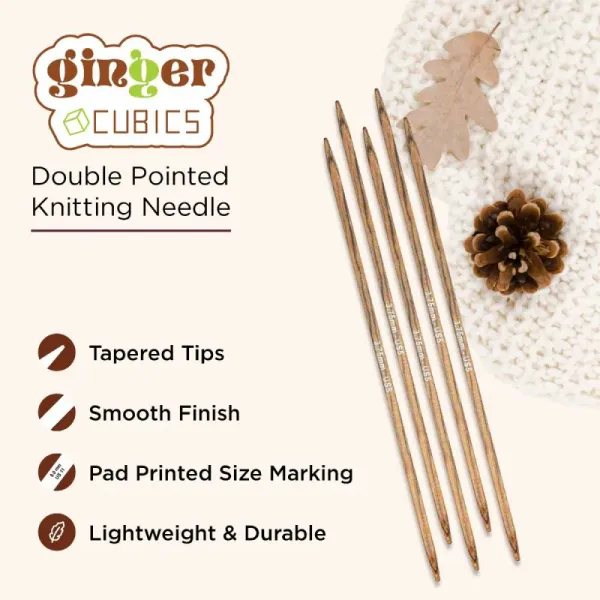 товар Спицы чулочные "Ginger Cubics" 4,5мм ламинированная береза, коричневый, KnitPro, 430 
