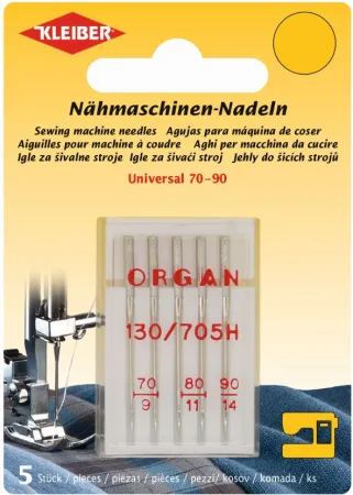 товар Набор игл для швейной машинки ORGAN, универсальные, размер 70-90, сталь, 5шт в наборе, Kleiber, 699- Германия 
