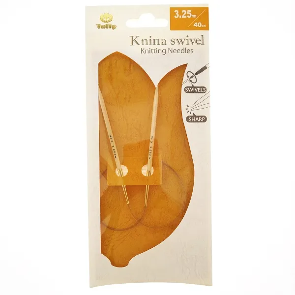 Спицы круговые укороченные с поворотным тросиком "Knina Swivel" Tulip, KS- (3.25мм/40см)