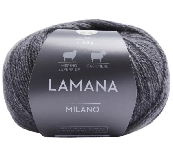 /Милано/ пряжа Lamana (90% шерсть мериноса сверхтонкая, 10% кашемир), 10*25г/180м (03 M, seidengrau,