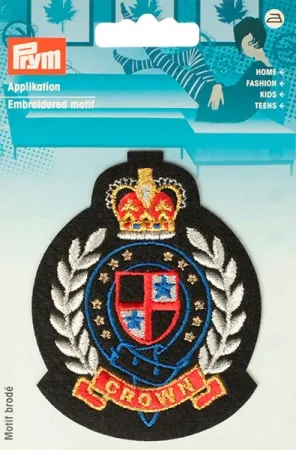 товар Термоаппликация "Герб CROWN" 70*90мм, 100% полиэстер, золотистый/красный/черный, Prym, 926679 Германия 