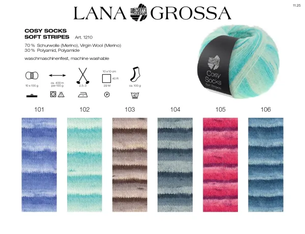товар Пряжа 'MEILENWEIT 100 COSY SOCKS SOFT STRIPES' 