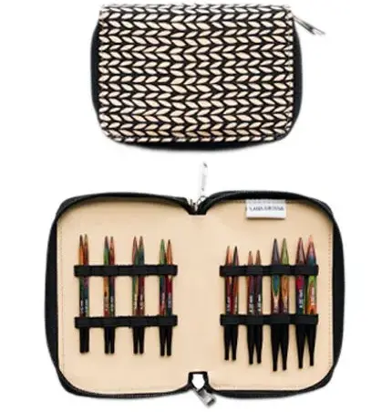 Набор разъемных укороченных спиц, длина 8.5 см  (дерево, многоцветные, ткань)