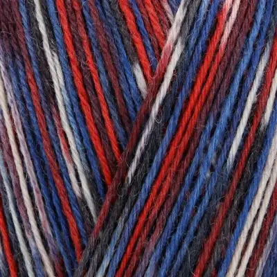 Design Line /Дизайн Лайн/ пряжа Regia, 4 нитки, MEZ, 9801270 (03890, Design Line by Arne & Carlos, hasvik color хасвик, белый/красный/синий)