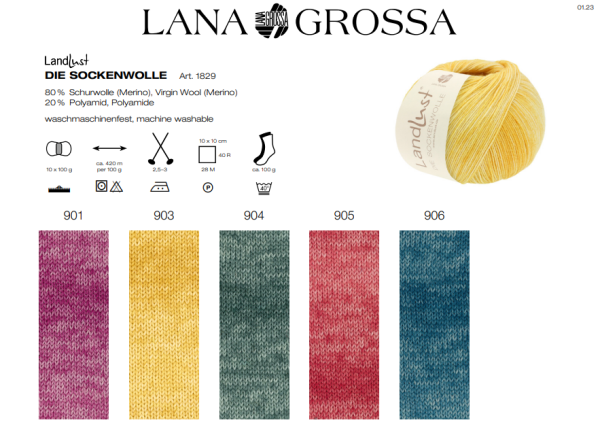 Ландлуст ди Сокенволле / Landlust die Sockenwolle / пряжа Lana Grossa (75% шерсть мерино, 25% полиамид)