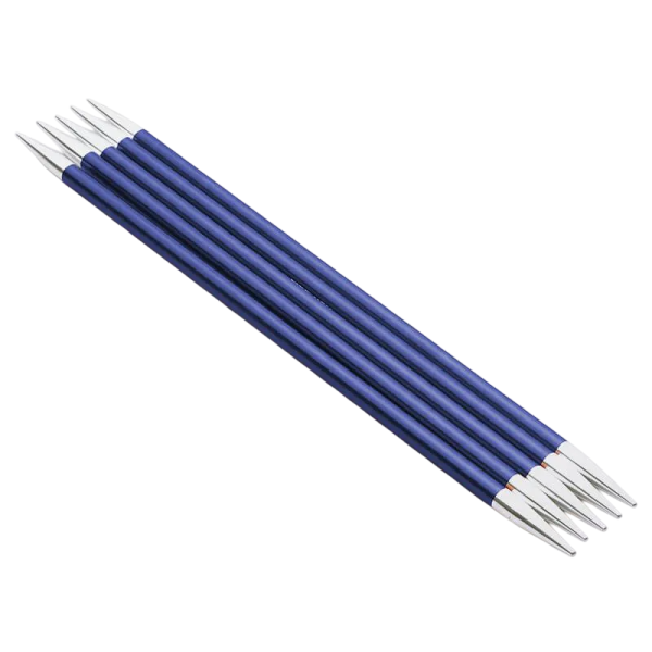 Knit Pro Спицы чулочные Zing алюминий, сапфир, 5 шт (4мм/15см)