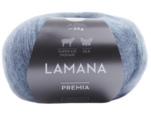 /Премия/ пряжа Lamana (60% суперкид мохер, 40% шелк), 5*25г/300м (28, schiefergrau, Premia