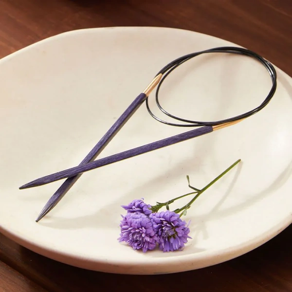 Спицы круговые "Jadore Cubics" 3,5мм/80см, ламинированная береза, лавандовый, KnitPro, 19073