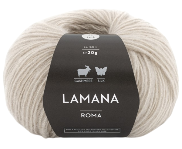 /Рома/ пряжа Lamana (80% кашемир, 20% шелк), 5*20г/160м (03, seidengrau, Roma