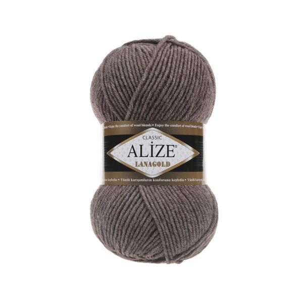 Пряжа для вязания Ализе LanaGold (49% шерсть, 51% акрил) 5х100г/240м (240 коричневый меланж)