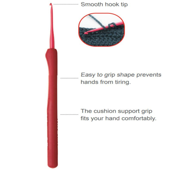 Крючок для вязания с ручкой "ETIMO Red" 6.5 мм, Tulip, TED-105e