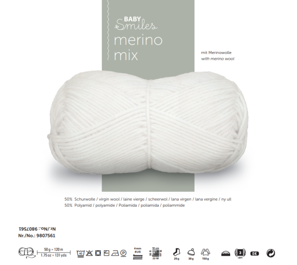 Merino Mix / Мерино Микс / пряжа Schachenmayr Baby Smiles ( 50% шерсть, 50% полиамид)