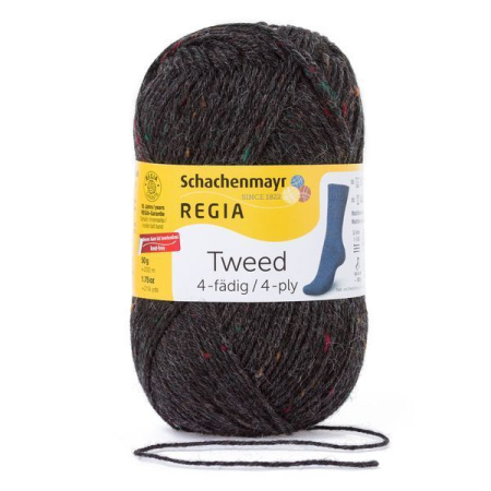 Tweed 4-fadig 50g /Твид 4-фэдиг 50г/ Schachenmayr Regia пряжа из 4 ниток, MEZ, 9801271 (00098, *, anthrazit tweed, темно-серый)