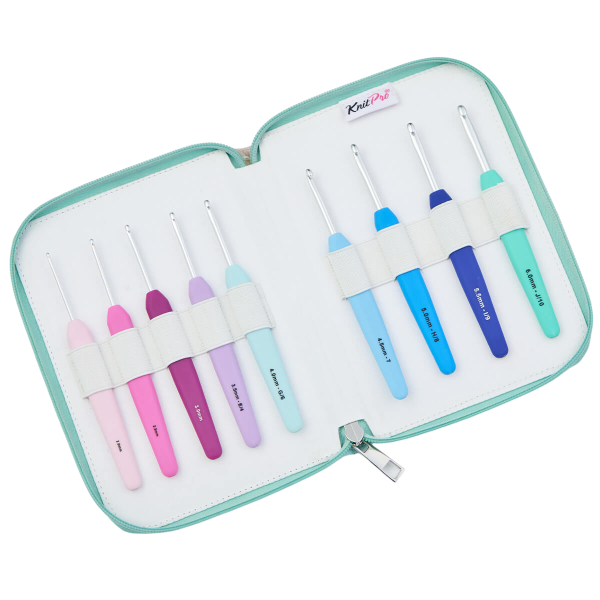 Набор крючков для вязания "Deluxe" с эргономичной ручкой "Waves 2.0", 9 размеров, KnitPro, 30951