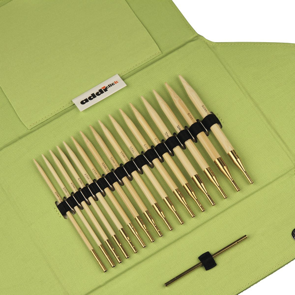 Набор круговых бамбуковых спиц со сменными лесками addiClick Nature BAMBOO. Арт 550-2/000