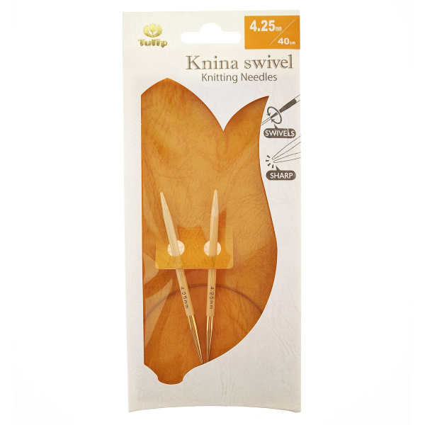 Спицы круговые укороченные "Knina Swivel" бамбук, натуральный, Tulip, KS- (4.25мм/40см) Спицы круговые укороченные "Knina Swivel" бамбук, натуральный, Tulip, KS- (4.25мм/40см)