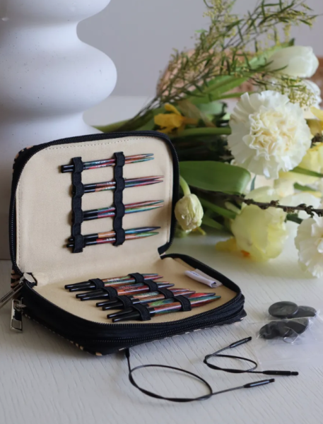 Набор разъемных укороченных спиц, длина 8.5 см  (дерево, многоцветные, ткань)