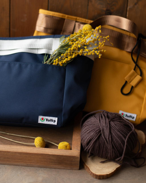 Сумка+мешочек для пряжи "amicolle", темно-синий,Tulip, AC-070e