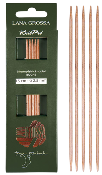 Чулочные спицы, дерево (бук), 15 см