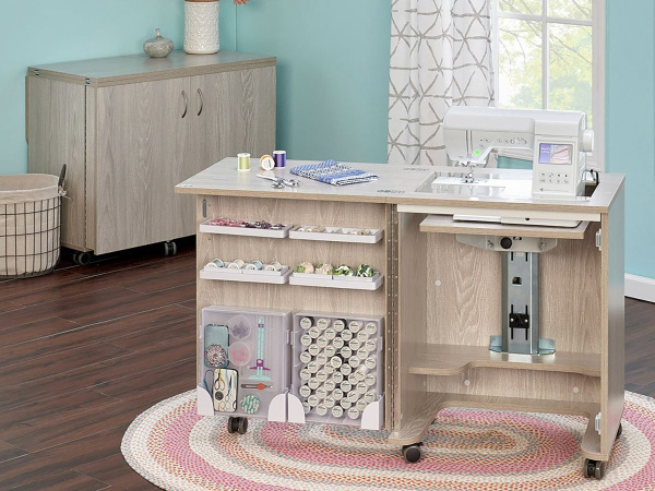 Стол раскладной для швейной машины COMPACT, МДФ, 600 х 440 х 760 мм, цвет дуб. Арт TLM.C-O001