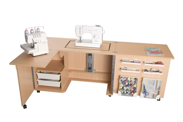 Стол раскладной для швейной машины с раскройным местом ECLIPSE, МДФ, 1100 х 500 х 760 мм, цвет бук. 