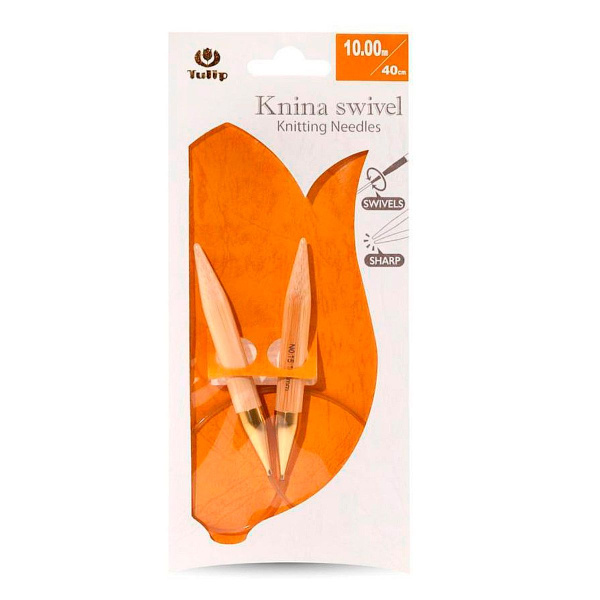 Спицы круговые укороченные с поворотным тросиком "Knina Swivel" бамбук, Tulip, KS- (10мм/40см)