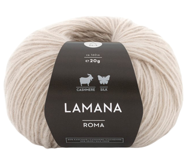 /Рома/ пряжа Lamana (80% кашемир, 20% шелк), 5*20г/160м (03, seidengrau, Roma