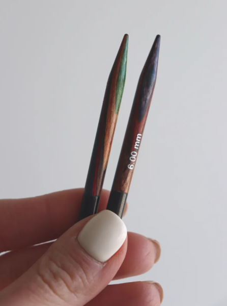 Набор разъемных укороченных спиц, длина 8.5 см  (дерево, многоцветные, ткань)