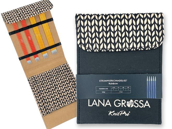 Набор чулочных спиц, 15 см, малый (алюминий, Rainbow, кожзам), цвет ЧЕРНЫЙ