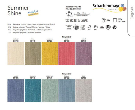 Summer Shine / Саммер Шаин / пряжа Schachenmayr Fashion (85% хлопок, 6% вискоза, 6% полиамид, 3% полиэстер)
